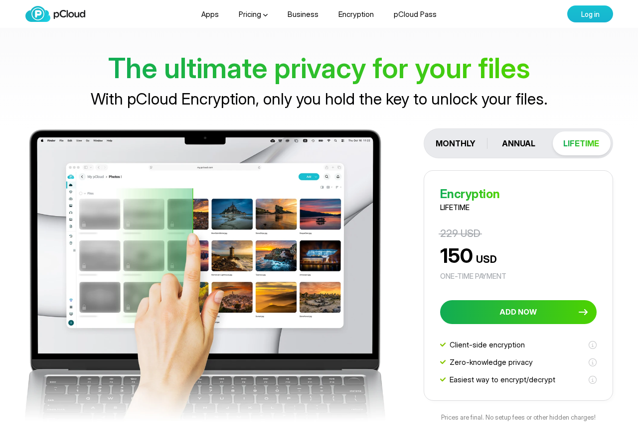 pCloud Crypto 零知識加密功能頁（Playwright 實拍・2026-06-21）