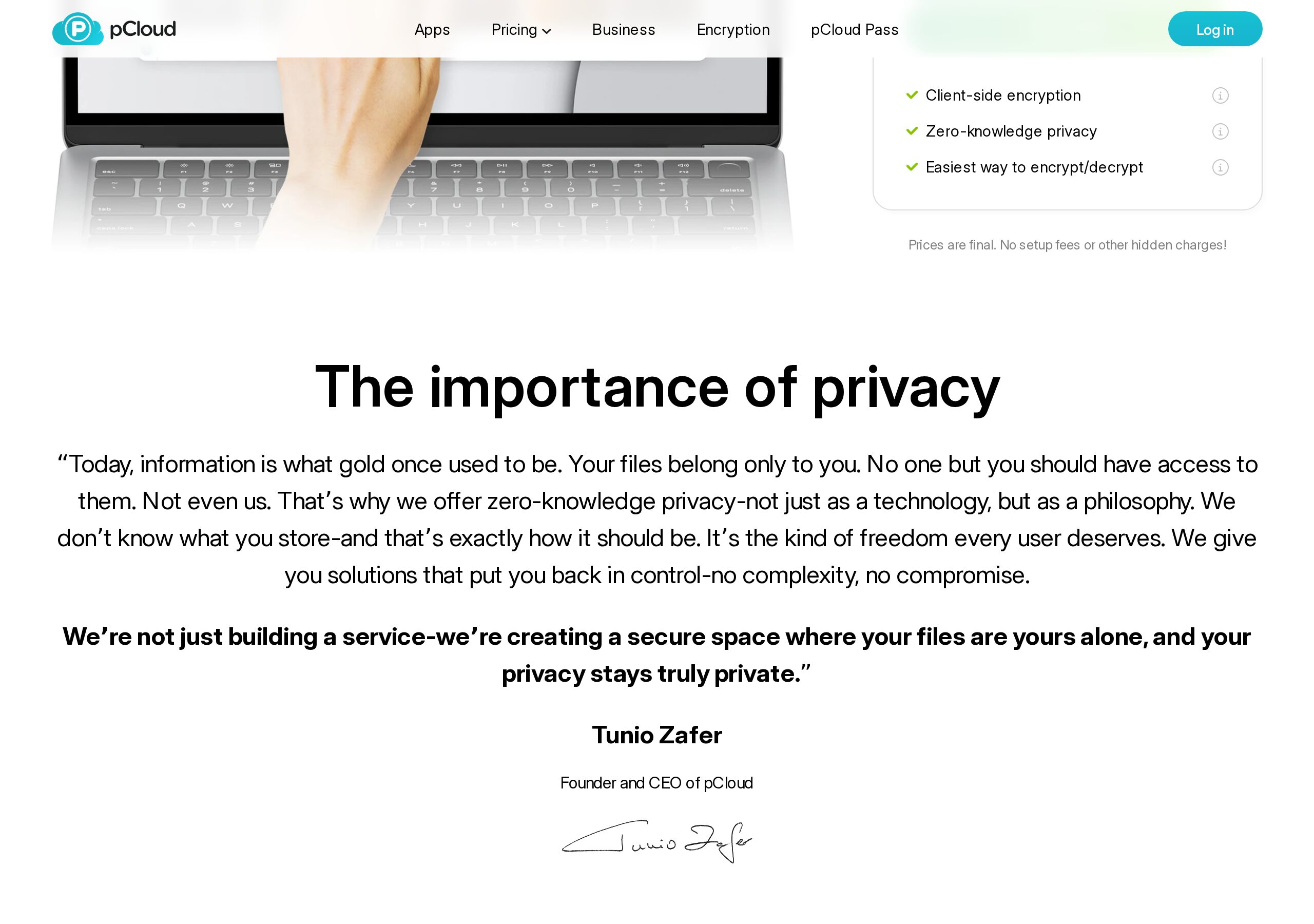 pCloud Crypto 功能說明頁面細節（實拍，2026-06-23）